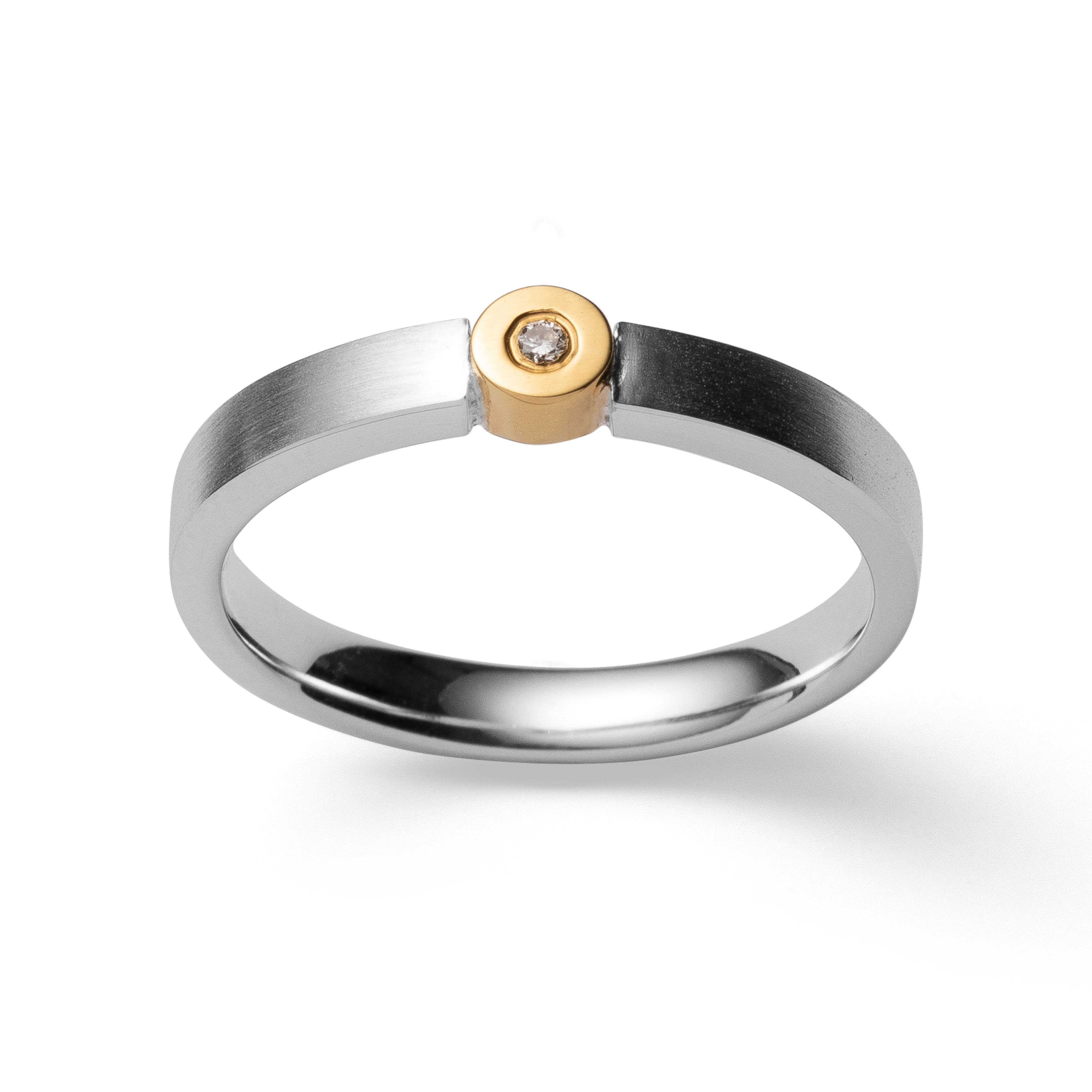 925/- Ring, teilvergoldet | mattiert, Brillant 0,02ct W-SI
