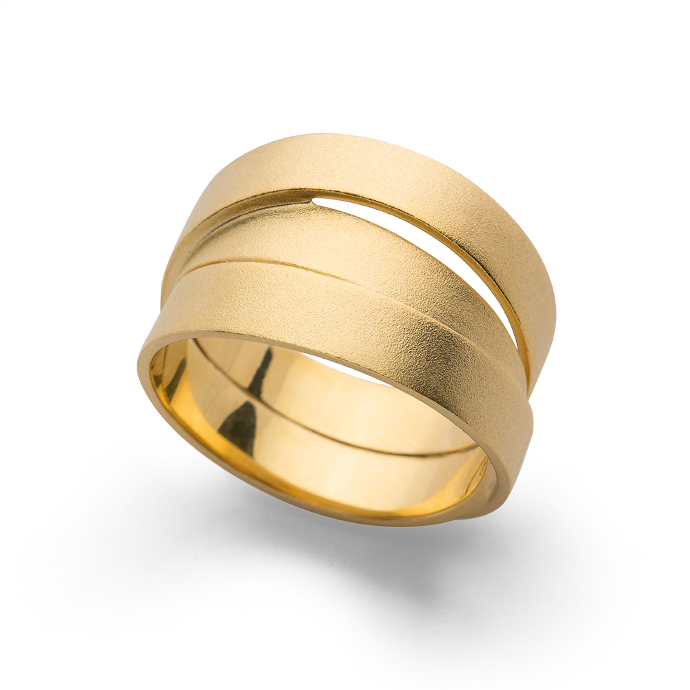 925/- Ring, vergoldet | sandmatt