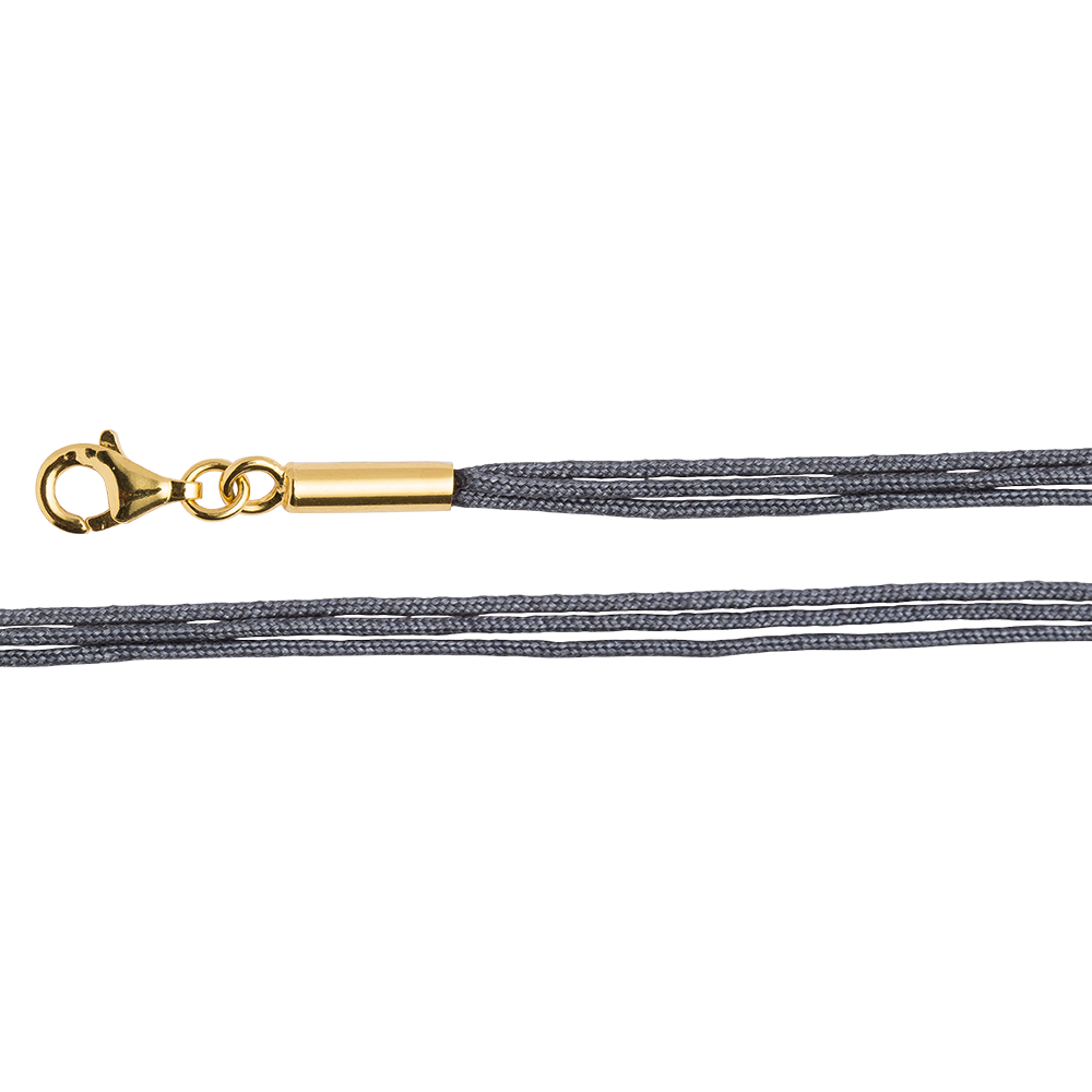 Baumwollband 3er grau, 925/- Karabiner vergoldet | poliert, 45cm + 5cm