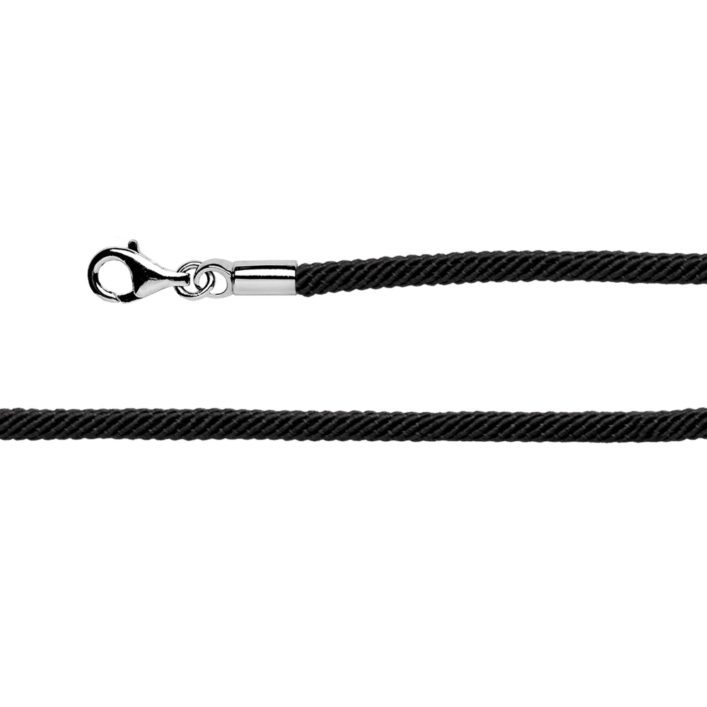 Baumwollband schwarz mit 925/- Karabiner | poliert