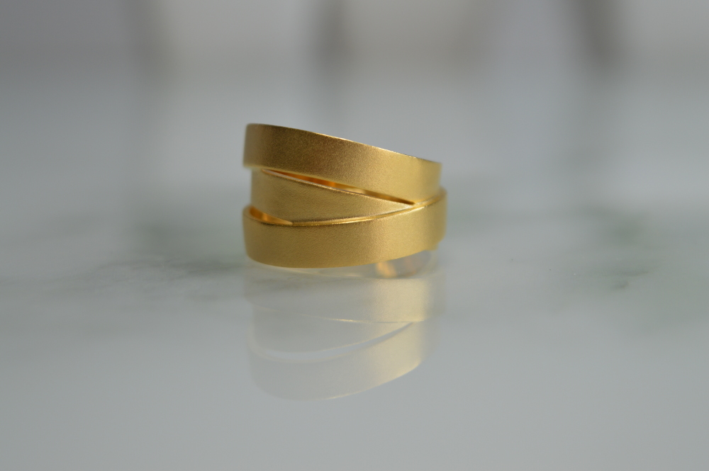 925/- Ring, vergoldet | sandmatt