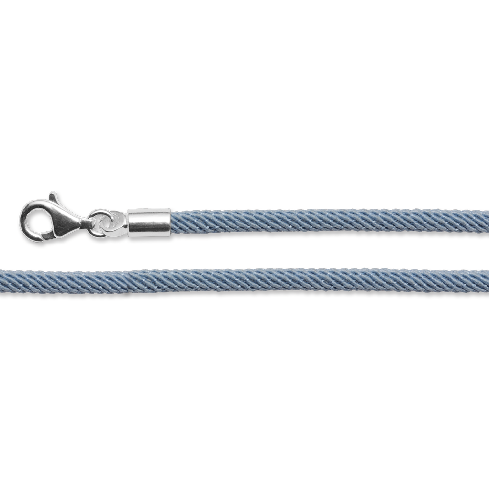 Baumwollband blau mit 925/- Karabinerverschluss | poliert